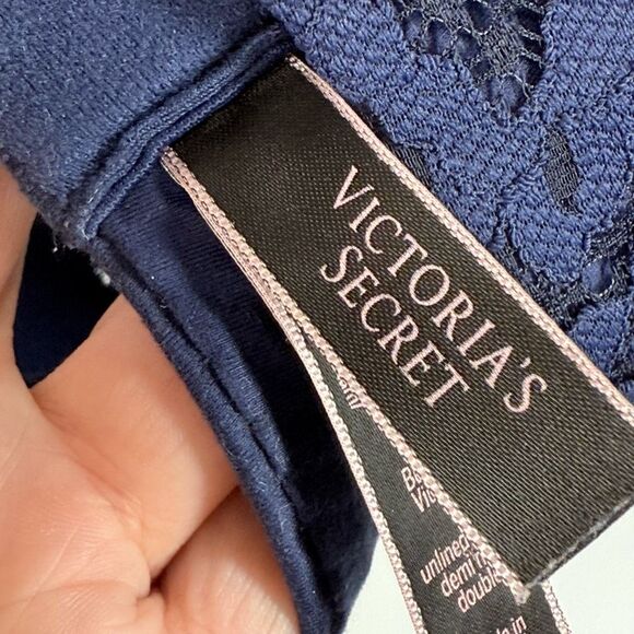 Victoria’s Secret open lace cup navy blue unlined underwire demi bra versatile s - Picture 5 of 7